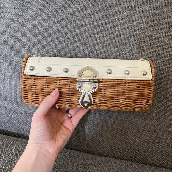 Small Vtg Michael Kors Rattan Wicker Clutch - Picture 1 of 12